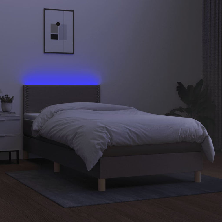 Boxspring met matras en LED stof taupe 80x200 cm