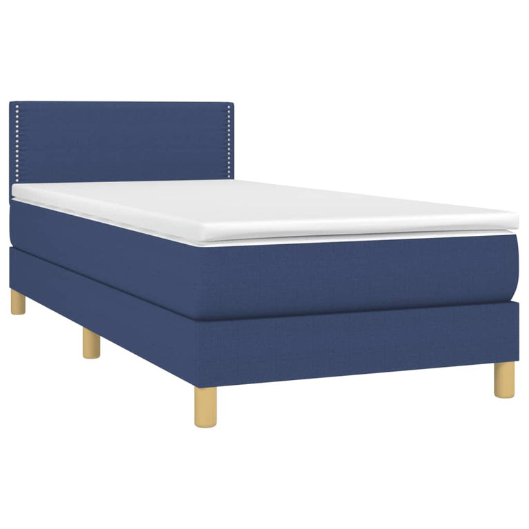 Boxspring met matras en LED stof blauw 100x200 cm