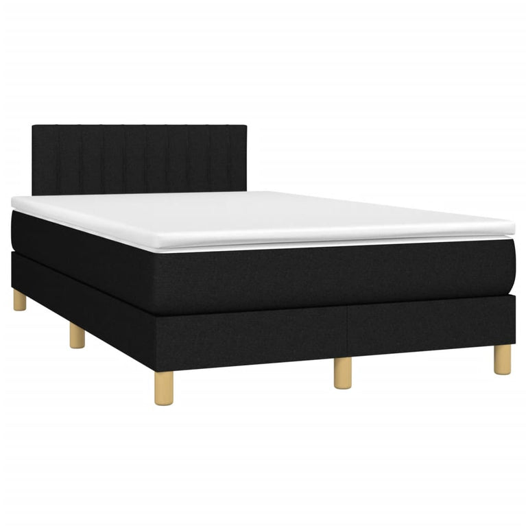 Boxspring met matras en LED stof zwart 120x200 cm
