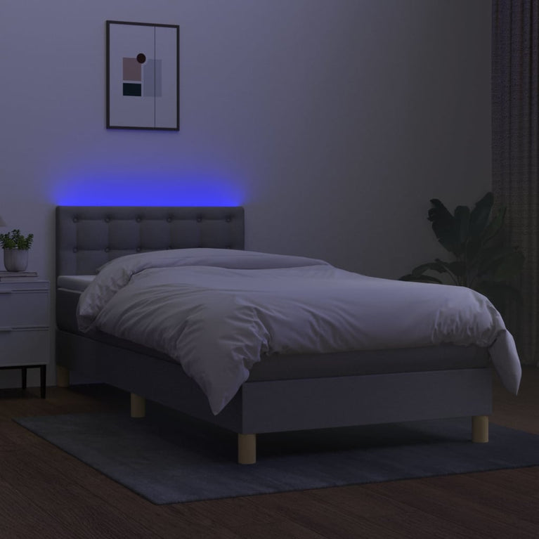 Boxspring met matras en LED stof lichtgrijs 80x200 cm
