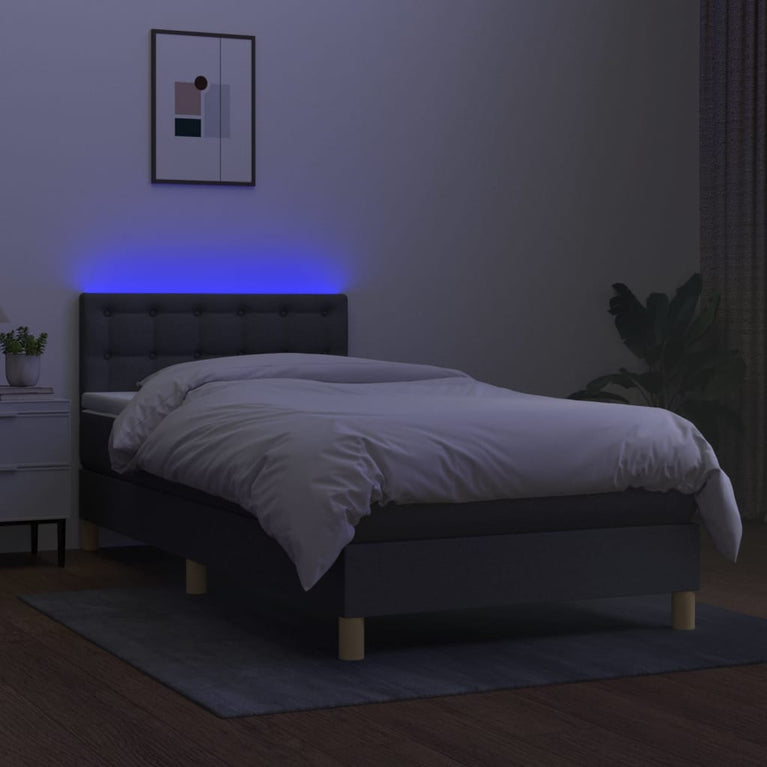 Boxspring met matras en LED stof donkergrijs 80x200 cm