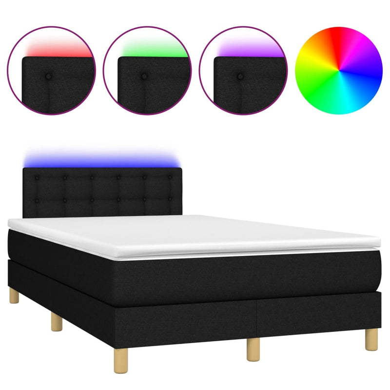 Boxspring met matras en LED stof zwart 120x200 cm