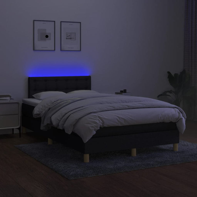 Boxspring met matras en LED stof zwart 120x200 cm