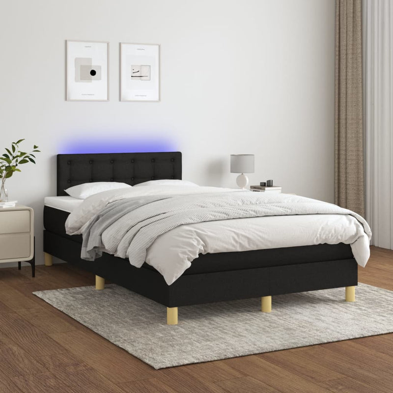 Boxspring met matras en LED stof zwart 120x200 cm