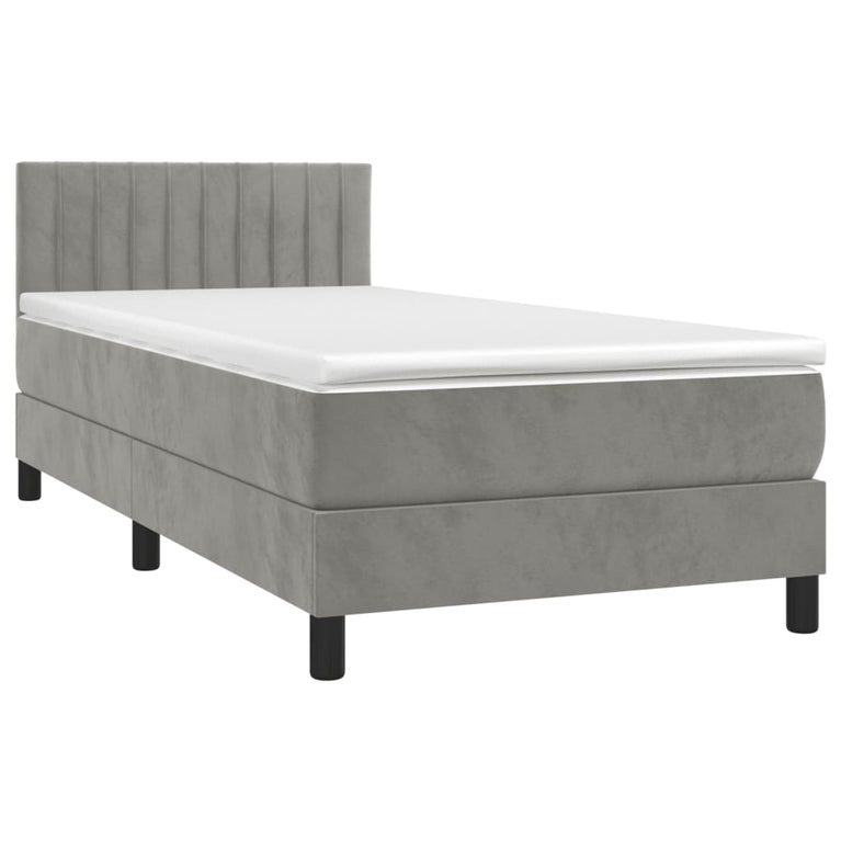 Boxspring met matras en LED fluweel lichtgrijs 80x200 cm