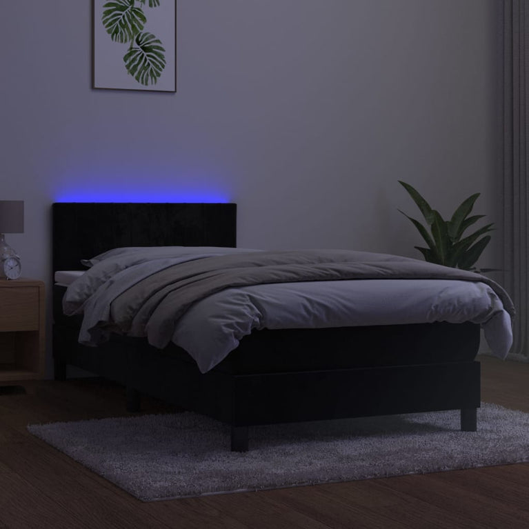 Boxspring met matras en LED fluweel zwart 80x200 cm