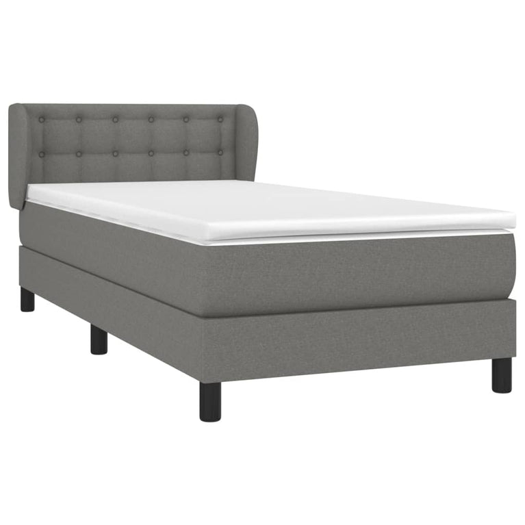 Boxspring met matras stof donkergrijs 80x200 cm