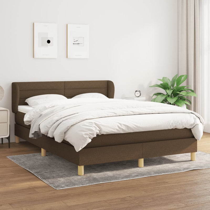Boxspring met matras stof donkerbruin 140x190 cm