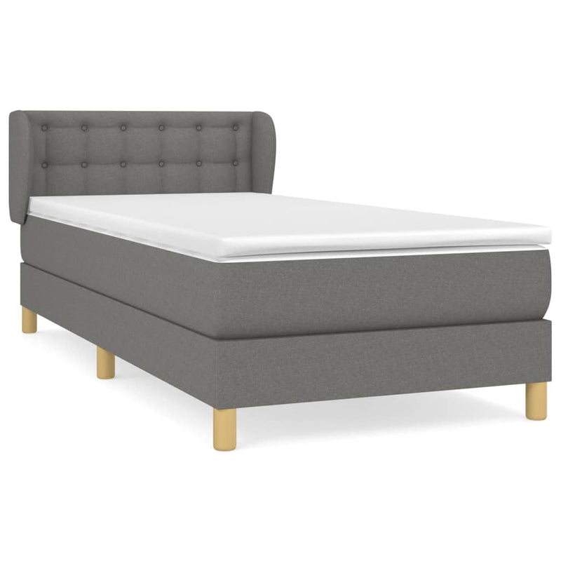 Boxspring met matras stof donkergrijs 80x200 cm