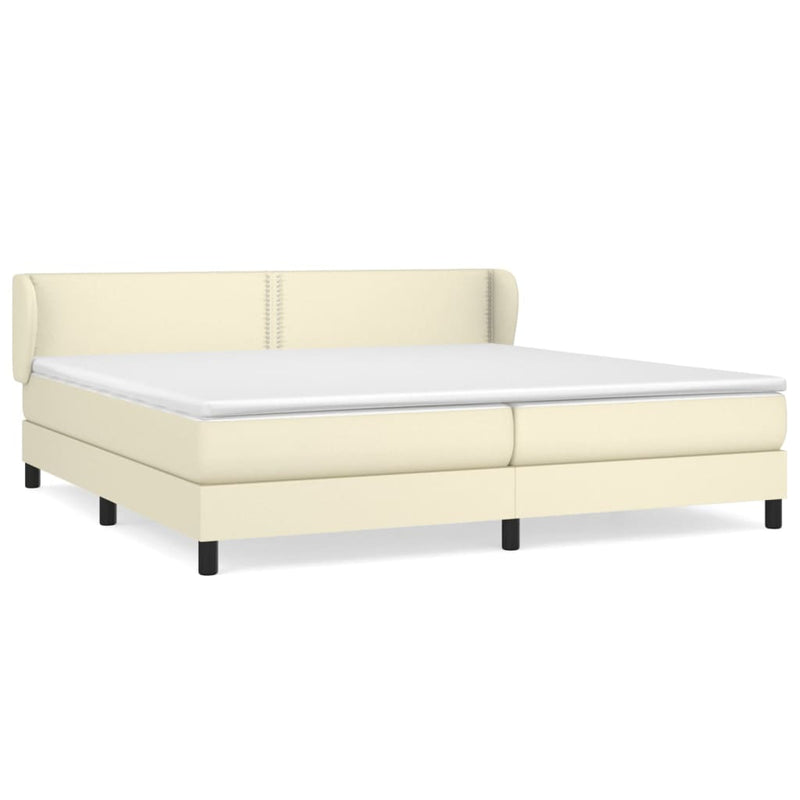 Boxspring met matras kunstleer crèmekleurig 200x200 cm