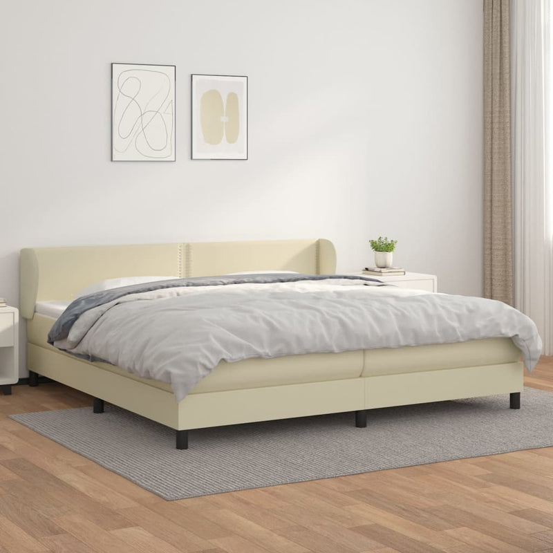 Boxspring met matras kunstleer crèmekleurig 200x200 cm