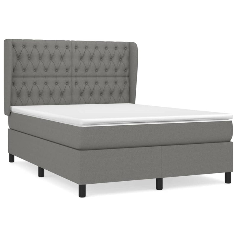Boxspring met matras stof donkergrijs 140x190 cm