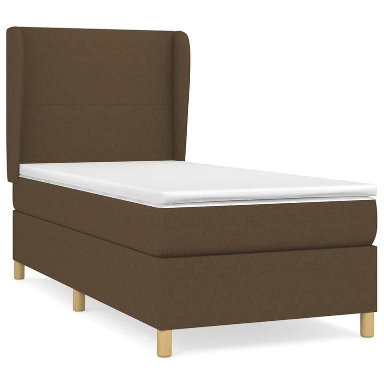 Boxspring met matras stof donkerbruin 90x200 cm