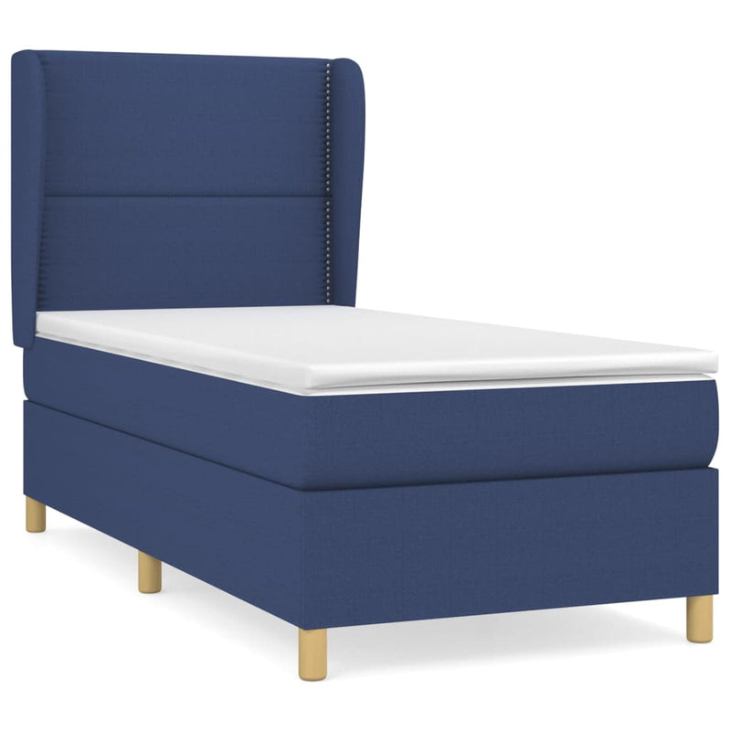 Boxspring met matras stof blauw 100x200 cm