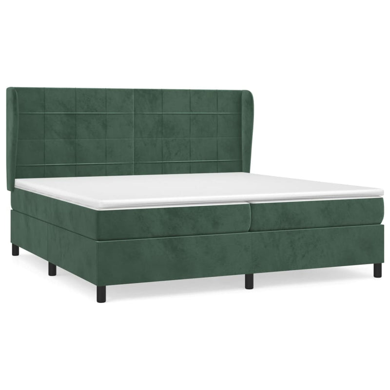 Boxspring met matras fluweel donkergroen 200x200 cm