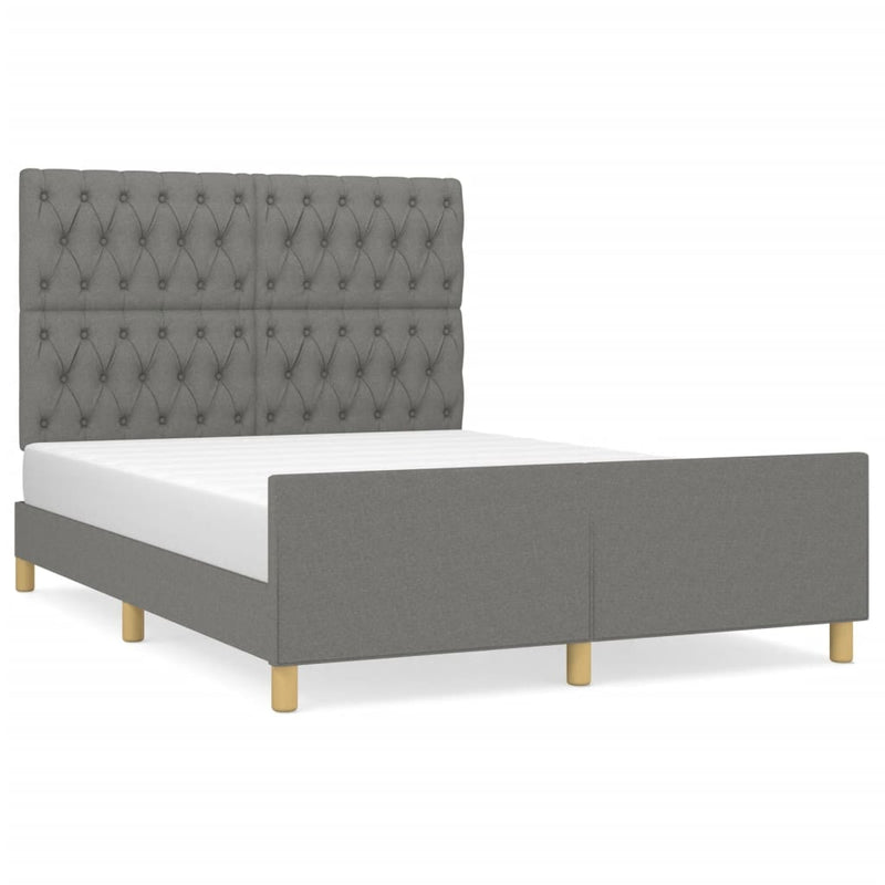 Bedframe met hoofdeinde stof donkergrijs 140x190 cm
