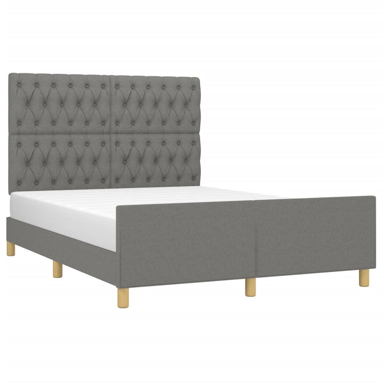 Bedframe met hoofdeinde stof donkergrijs 140x190 cm