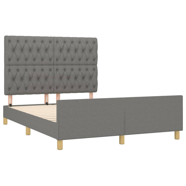 Bedframe met hoofdeinde stof donkergrijs 140x190 cm