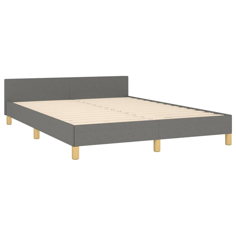 Bedframe met hoofdeinde stof donkergrijs 140x190 cm