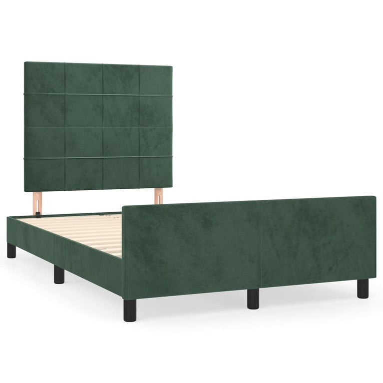 Bedframe met hoofdeinde fluweel donkergroen 120x200 cm