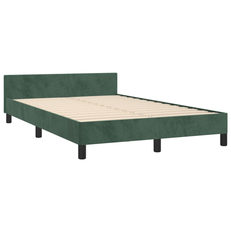 Bedframe met hoofdeinde fluweel donkergroen 120x200 cm
