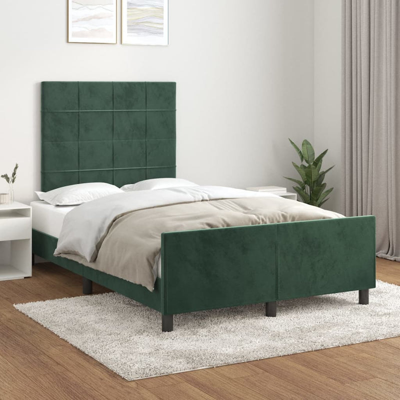 Bedframe met hoofdeinde fluweel donkergroen 120x200 cm