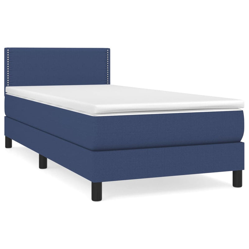 Boxspring met matras stof blauw 100x200 cm