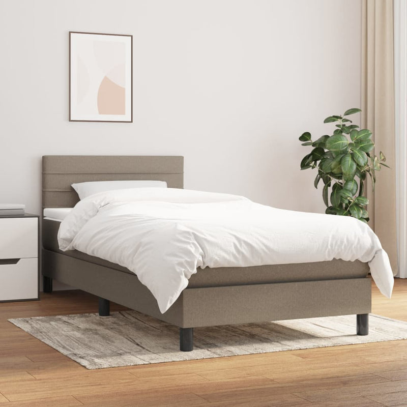 Boxspring met matras stof taupe 100x200 cm