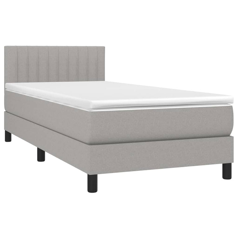 Boxspring met matras stof lichtgrijs 80x200 cm