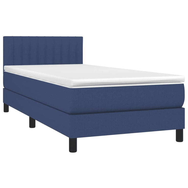 Boxspring met matras stof blauw 100x200 cm