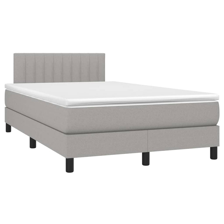 Boxspring met matras stof lichtgrijs 120x200 cm