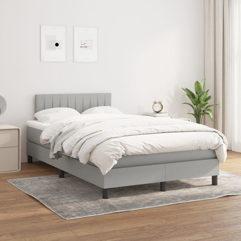 Boxspring met matras stof lichtgrijs 120x200 cm