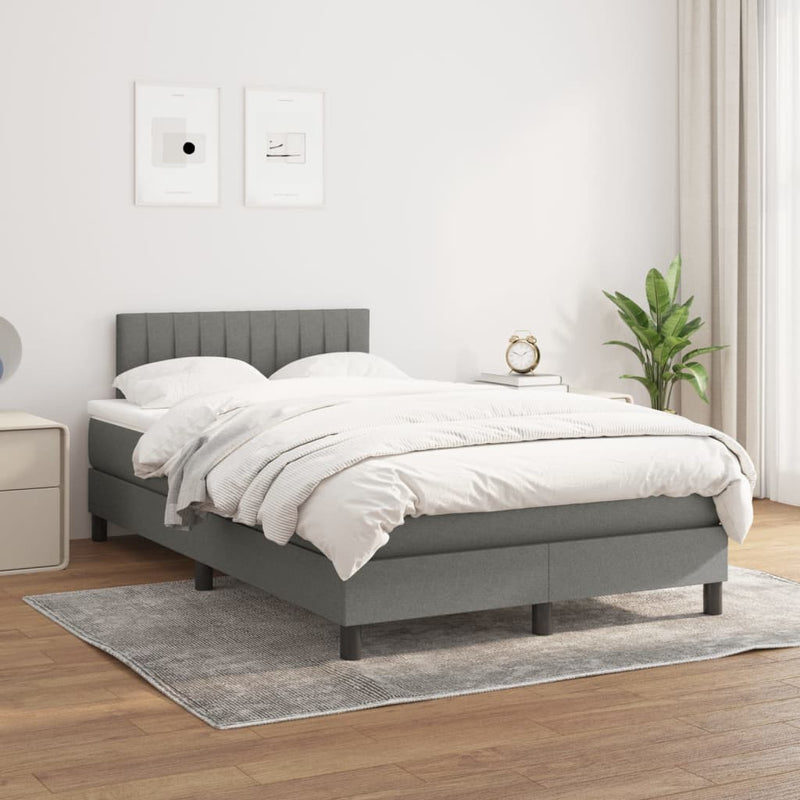 Boxspring met matras stof donkergrijs 120x200 cm