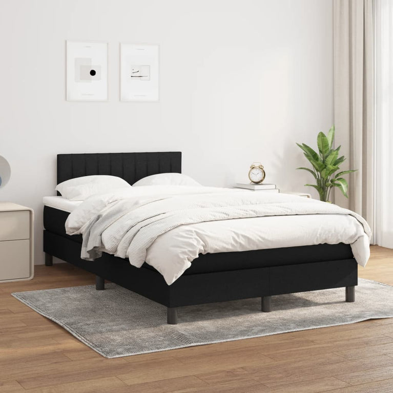 Boxspring met matras stof zwart 120x200 cm