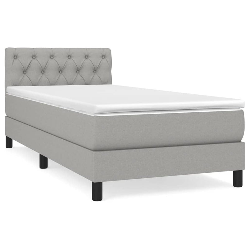 Boxspring met matras stof lichtgrijs 80x200 cm