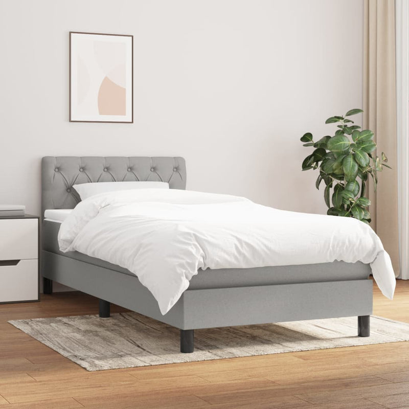 Boxspring met matras stof lichtgrijs 80x200 cm