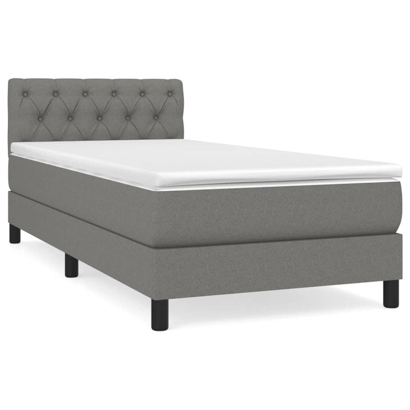 Boxspring met matras stof donkergrijs 80x200 cm