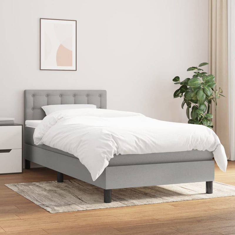 Boxspring met matras stof lichtgrijs 80x200 cm