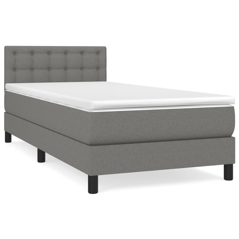 Boxspring met matras stof donkergrijs 80x200 cm