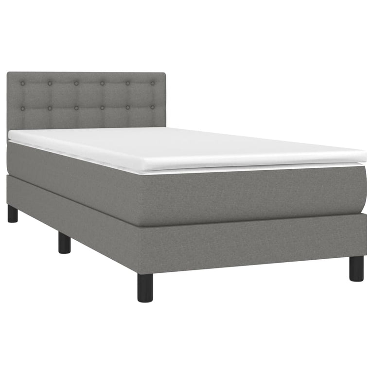 Boxspring met matras stof donkergrijs 80x200 cm