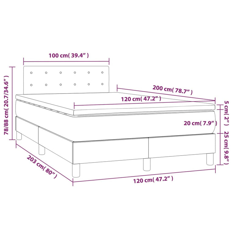 Boxspring met matras stof zwart 120x200 cm