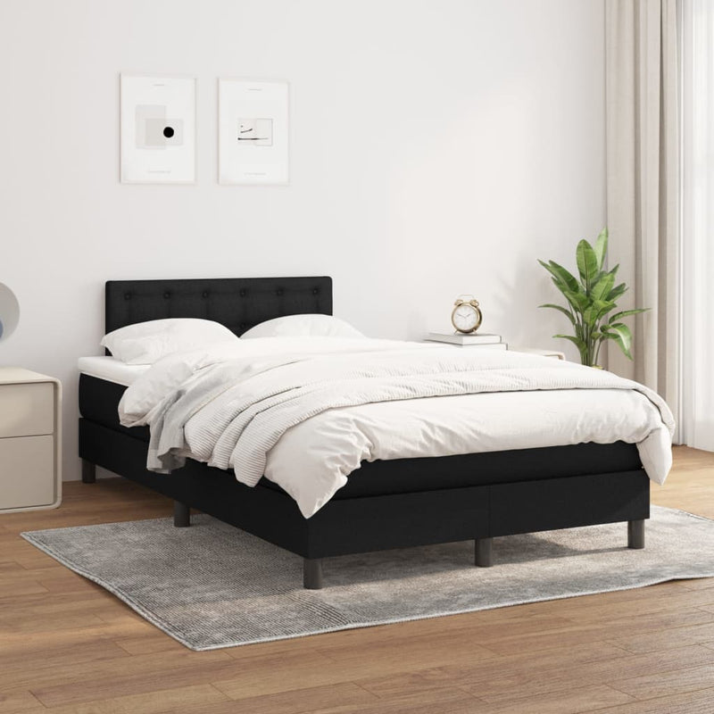Boxspring met matras stof zwart 120x200 cm