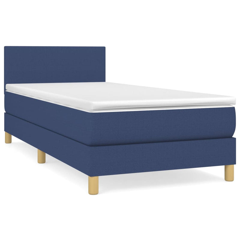 Boxspring met matras stof blauw 100x200 cm