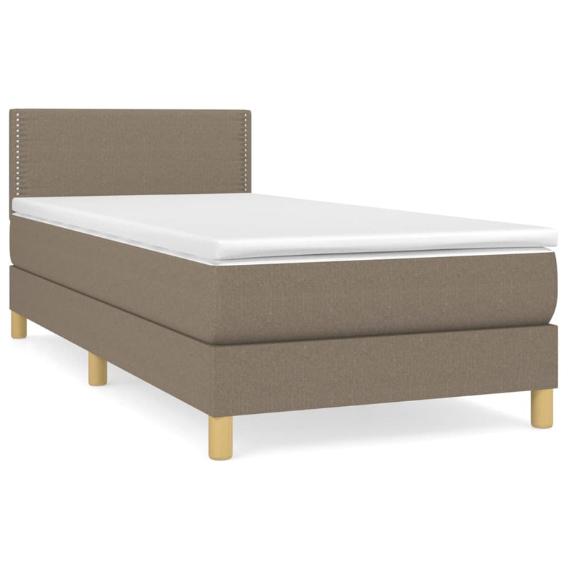 Boxspring met matras stof taupe 90x200 cm