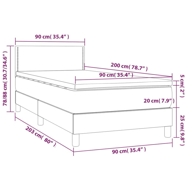 Boxspring met matras stof taupe 90x200 cm