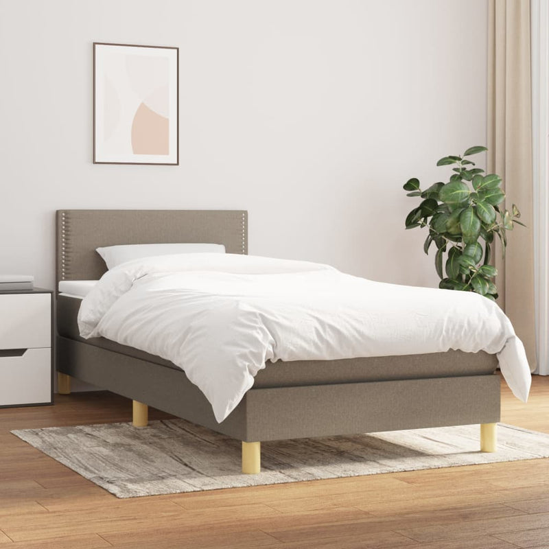 Boxspring met matras stof taupe 90x200 cm