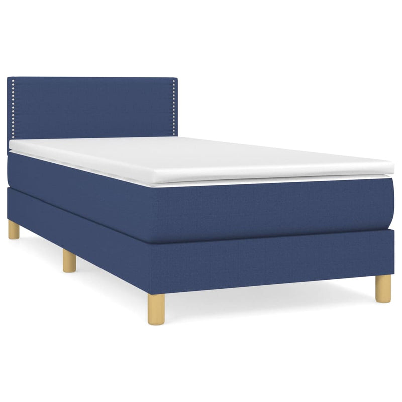 Boxspring met matras stof blauw 100x200 cm