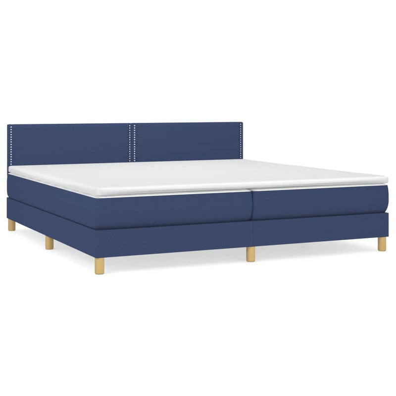 Boxspring met matras stof blauw 200x200 cm