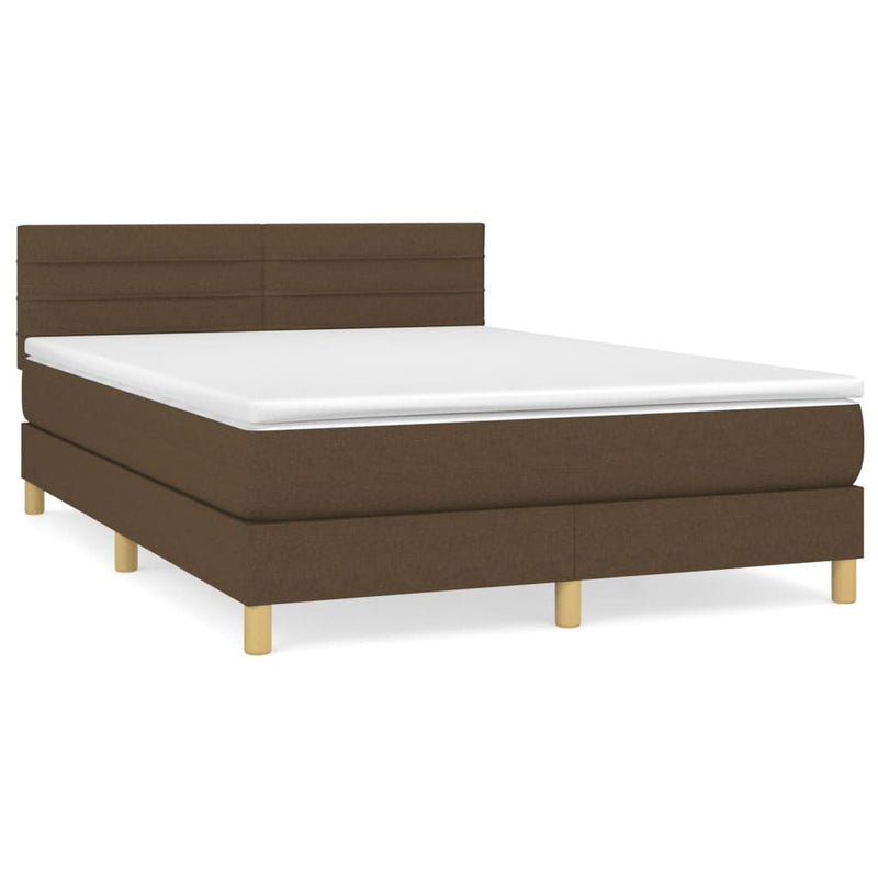 Boxspring met matras stof donkerbruin 140x190 cm