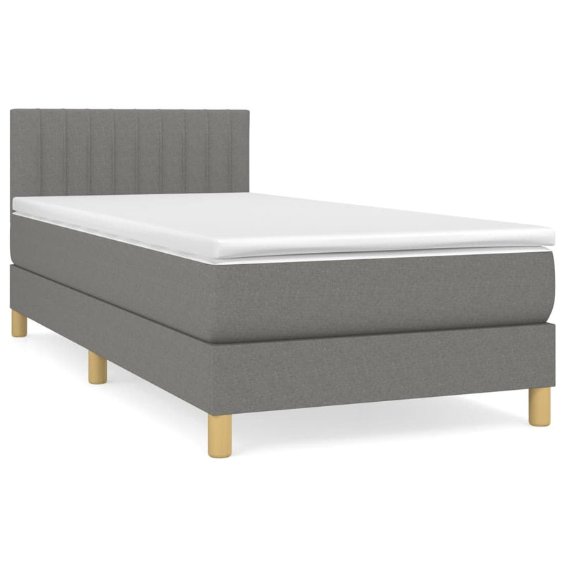 Boxspring met matras stof donkergrijs 80x200 cm